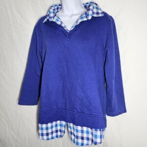y2k 2000s purple plaid faux layered sweatshirt